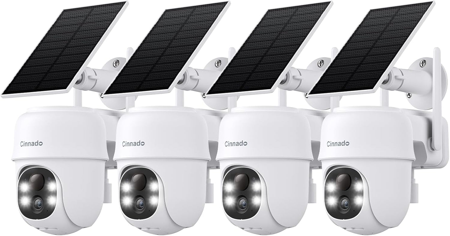 360 Color Night Vision 2K Outdoor Security - Solar Powered - B6-White-4pack