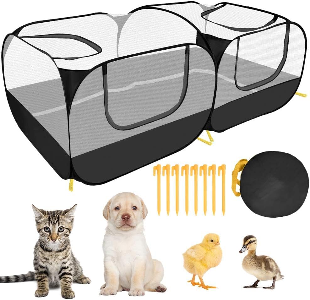 Lukovee Small Animals Playpen: Large Portable Chicken Run Coop