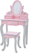 Princess Rapunzel Wooden 2-pc Play Vanity Set - Compact Kids Vanity