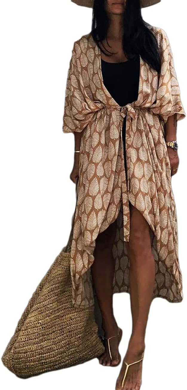 Stylish Tie Dye Open Front Long Kimono Cover Up for Women