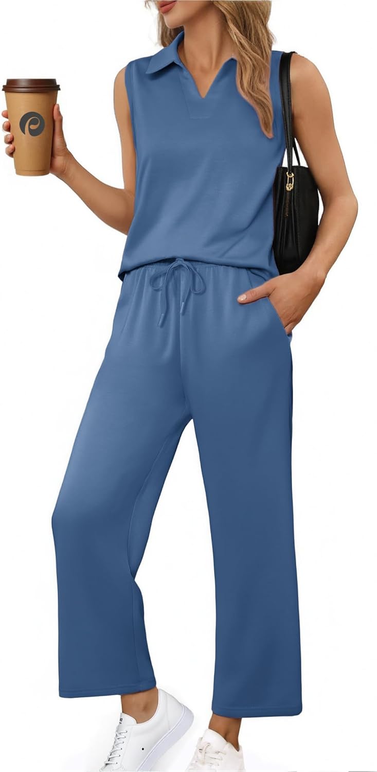 Stylish Two Piece Sets for Women Sleeveless Outfits Travel