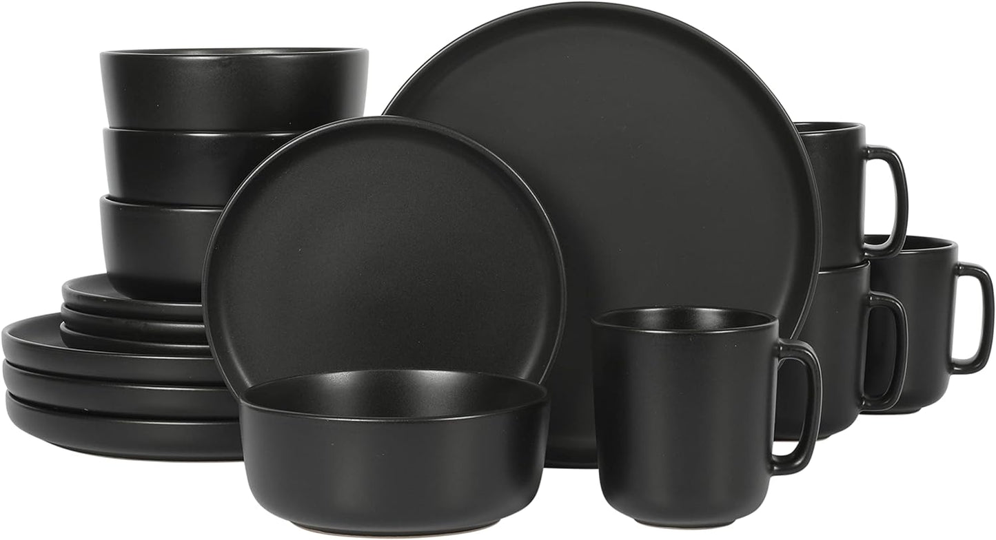 Gibson Home Zuma Stoneware Dinnerware Set in Matte Black