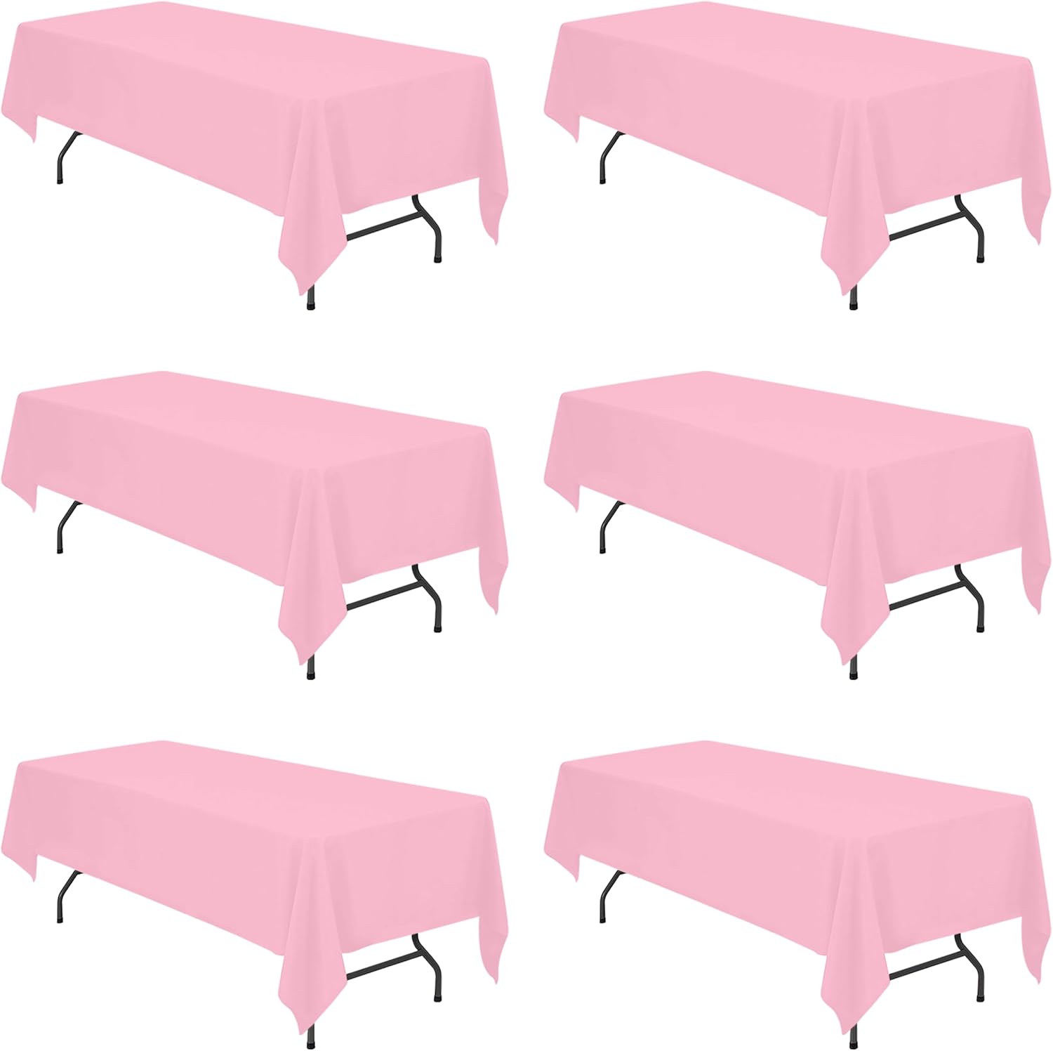 Premium 6 Pack Pink Tablecloths for 8 Foot Rectangle Tables