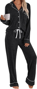 Womens Pajamas Sets Long Sleeve Lounge 2-Piece Warm Fall Set