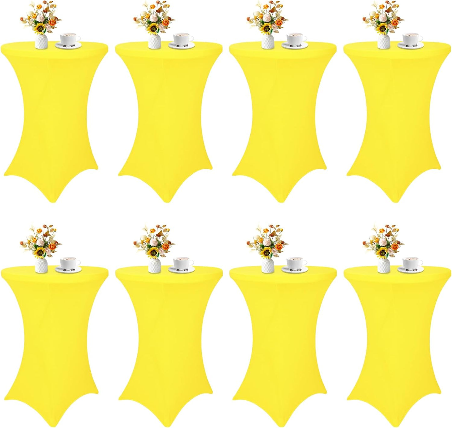 8 Pack Cocktail Table Covers for Parties and Weddings in Yellow