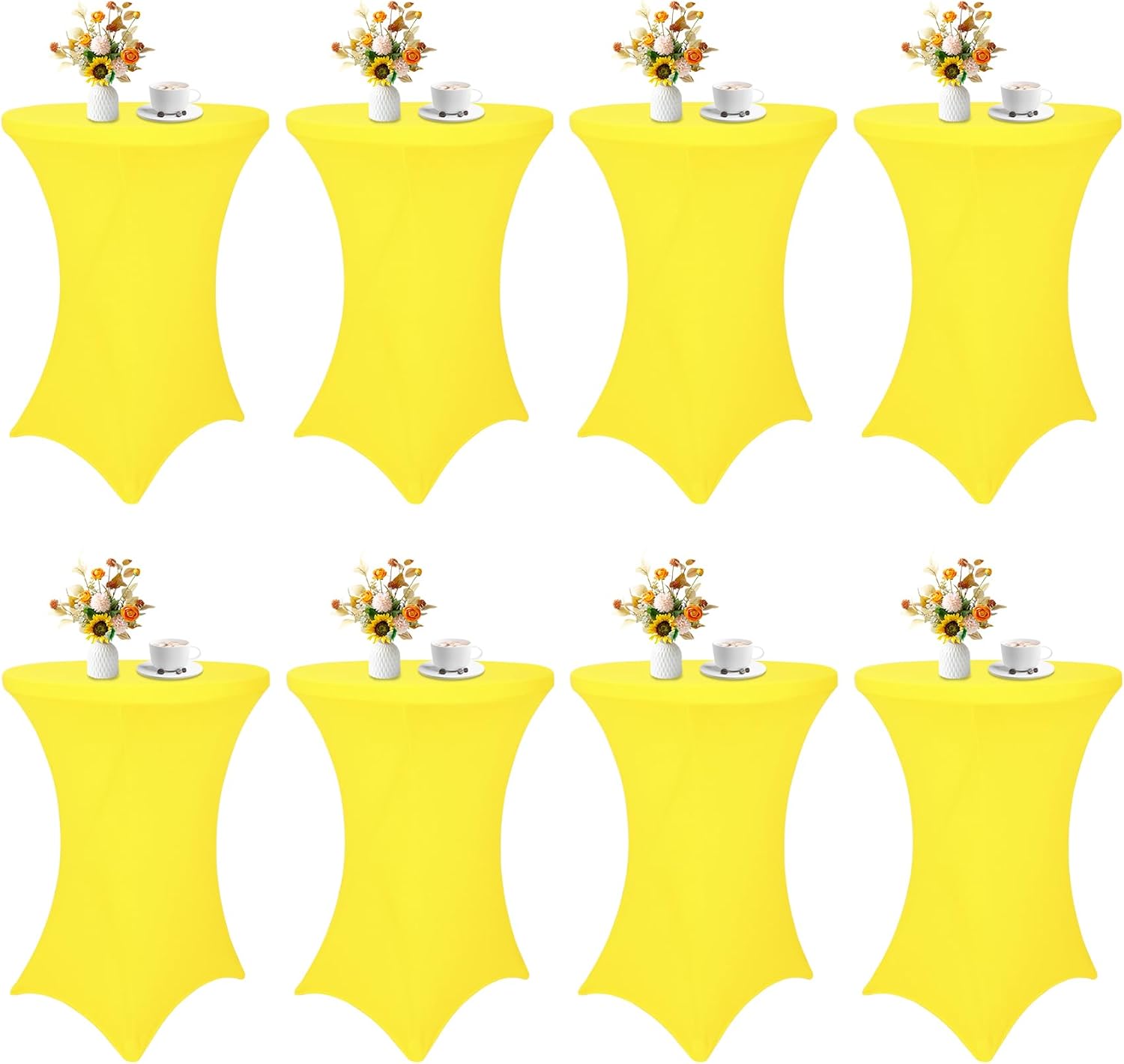8 Pack Cocktail Table Covers for Parties and Weddings in Yellow