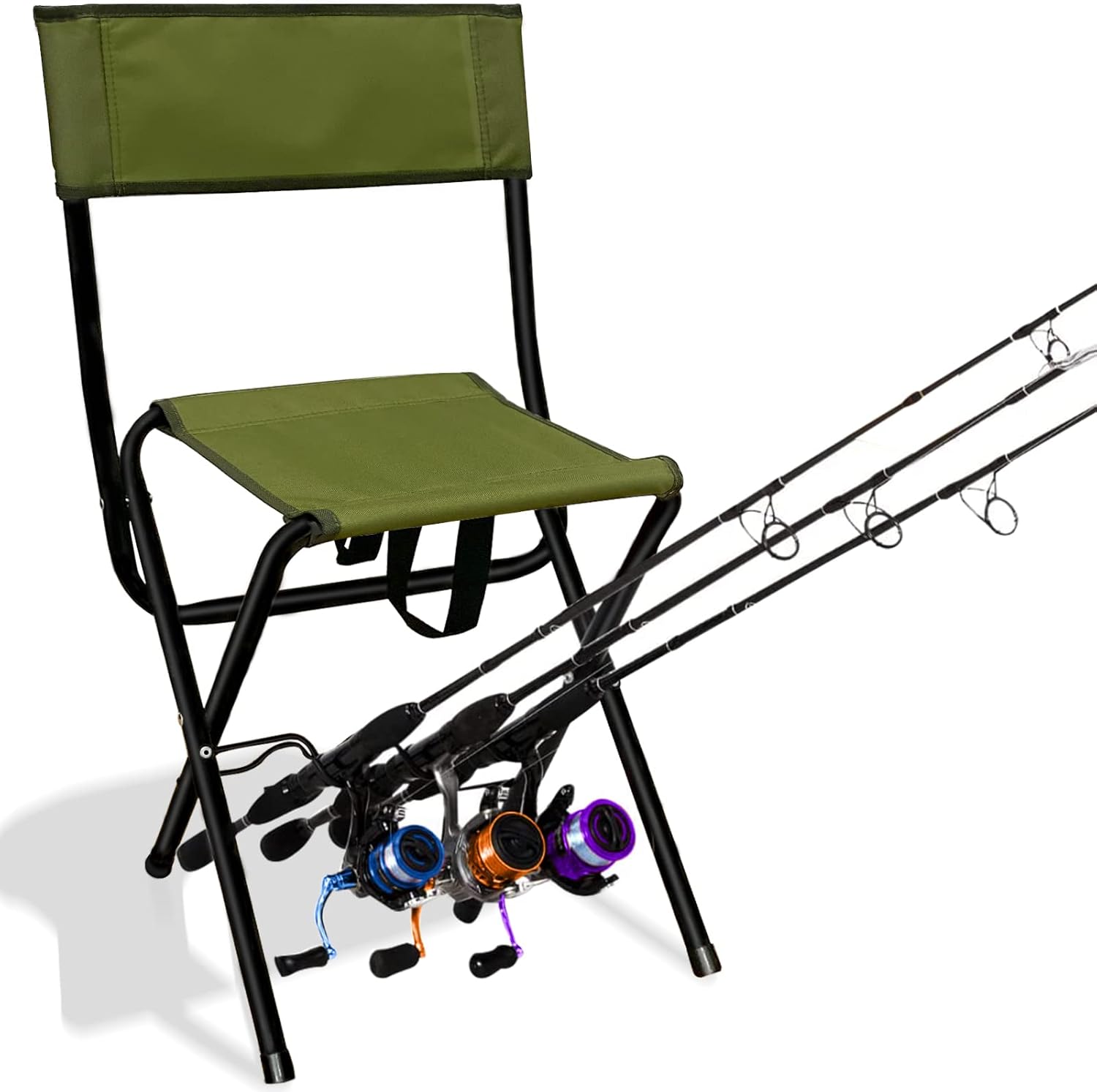 Portable Fishing Chair-Rod Holder, Green