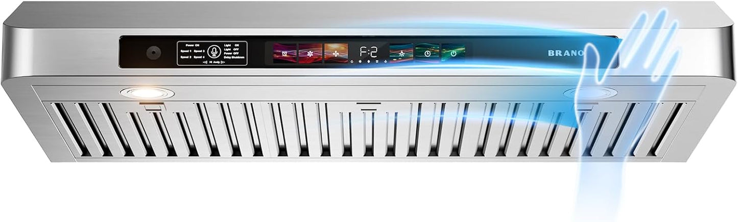 BRANO 36 Inch Under Cabinet Range Hood with Voice Control