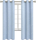 Baby Blue Star Room Darkening Curtains for Kids Bedroom - Set of 2