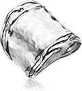 925 Sterling Silver Ring for Women - Wide Hammered Vintage Band