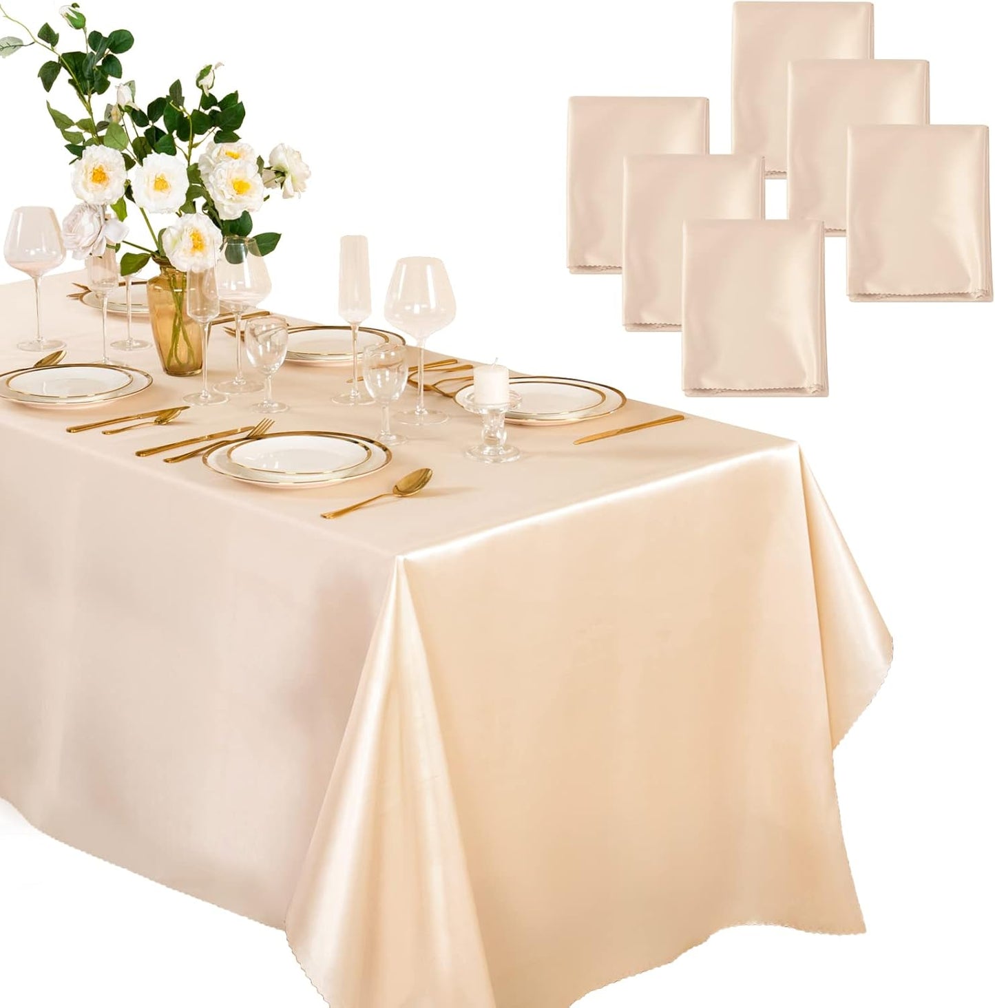 Peach Satin Tablecloth 60 x 102 Inches for Elegant Events