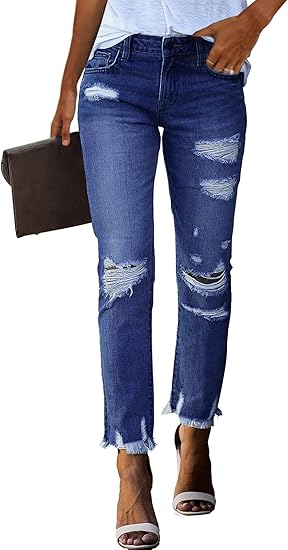 HETIPR Women's Ripped Boyfriend Jeans for Stylish Comfort