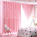 UNISTAR 2 Panels Stars Blackout and Sheer Curtains - Pink Starry