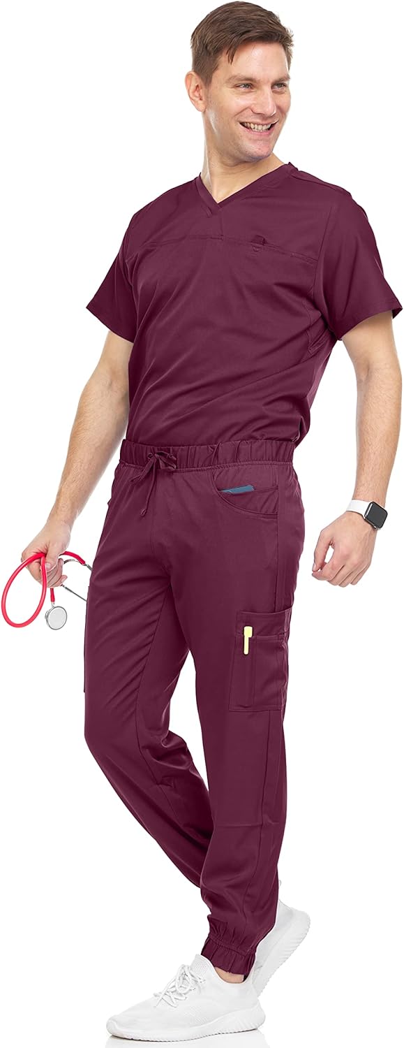 Medichic Men's Workwear Stretch V-Neck Scrub Joggers Set Review