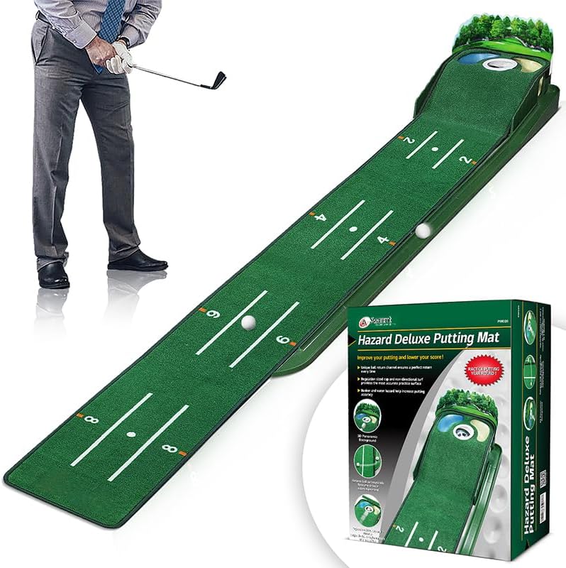 9.4ft Golf Putting Mat  | Water/Bunker Hazards, Ball Return | Ascent