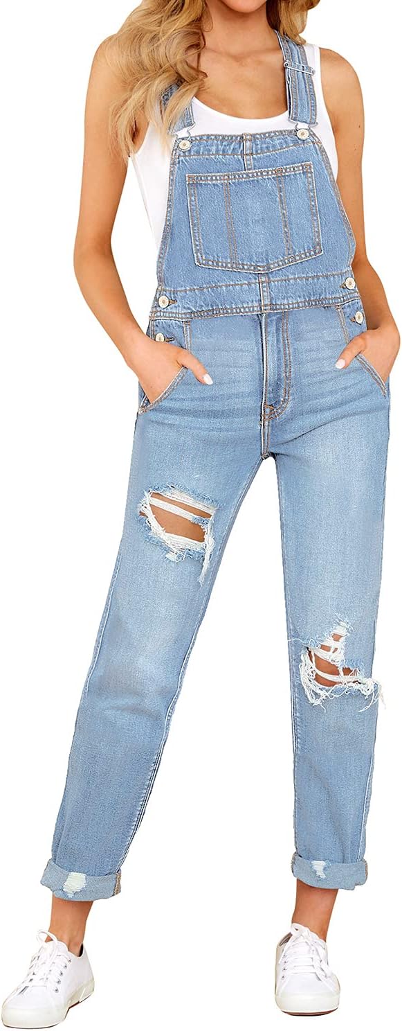 Luvamia Women's Casual Stretch Adjustable Denim Bib Overalls