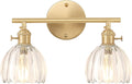 Bathroom Light Fixtures 2-Light Brass Vanity Wall Light - Clear Tulip