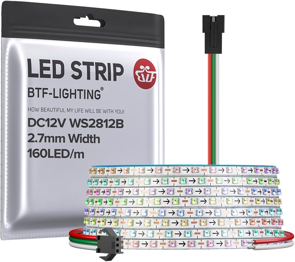 BTF-LIGHTING WS2812B IC RGB Ultra Narrow LED Strip for DIY