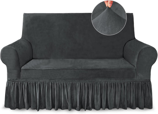 NICEEC Loveseat Cover Super Soft Grey Slipcover for Couches
