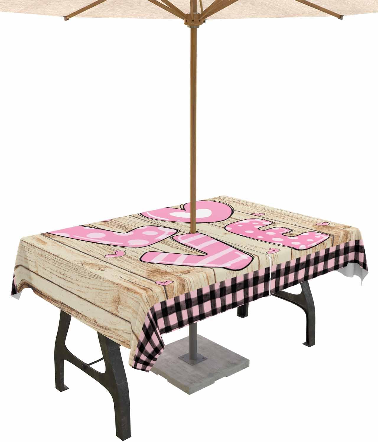 Love Quote Waterproof Tablecloth for Patio Tables, 60x102in