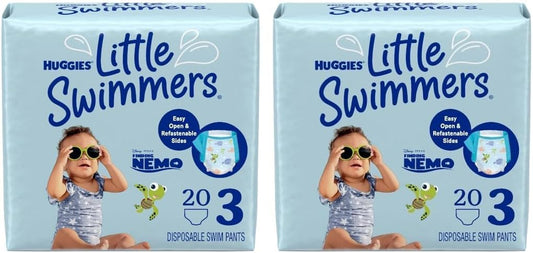 HUGGIES Little Swimmers Size 3 | Disposable Swim Diapers, 20 Ct x 2 | For 16-26 lbs