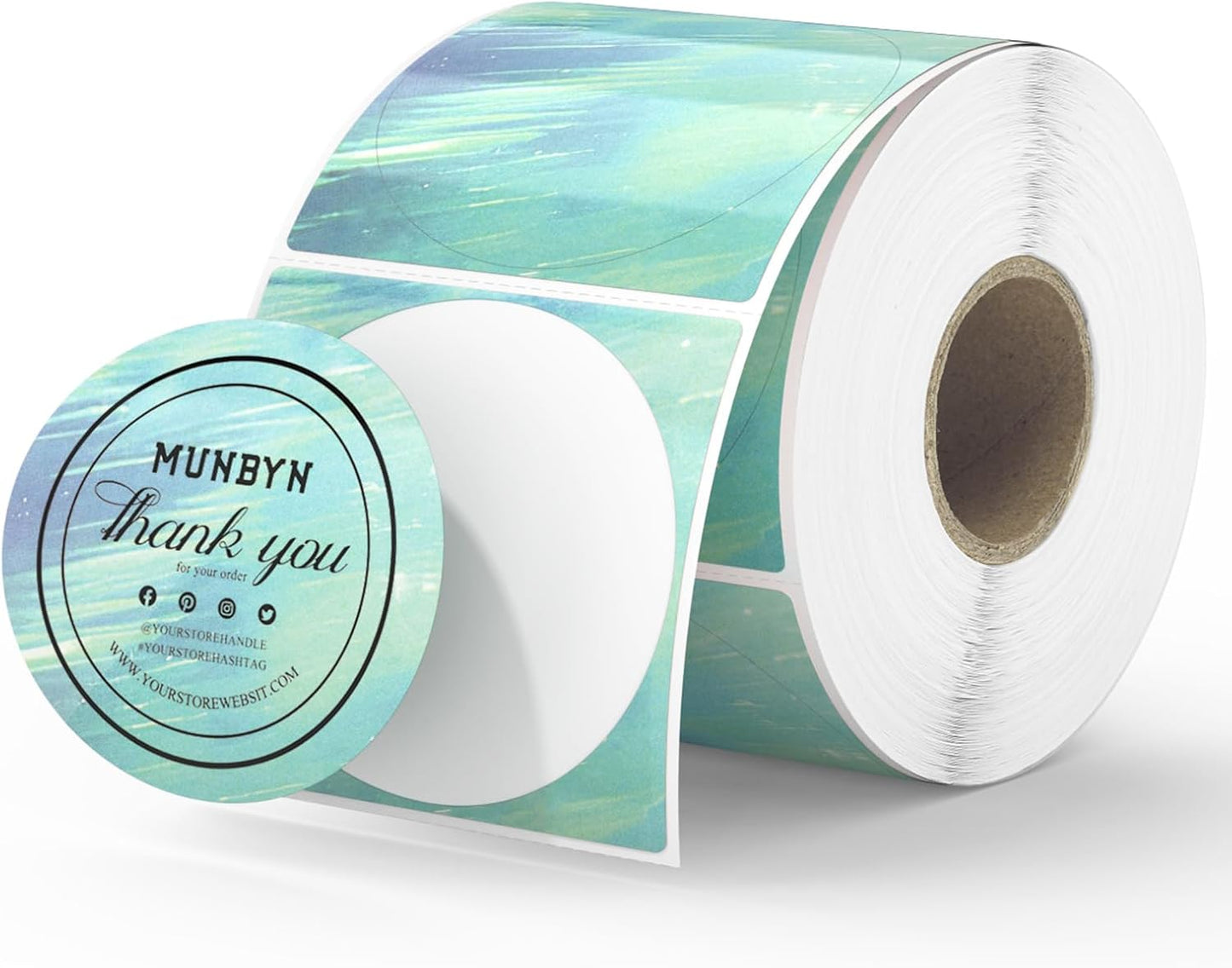 MUNBYN 2 Round Green Thermal Labels - 500 Labels/Roll