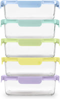 Ello Color Lock 5 Cup Glass Meal Prep Sets for Fresh Food