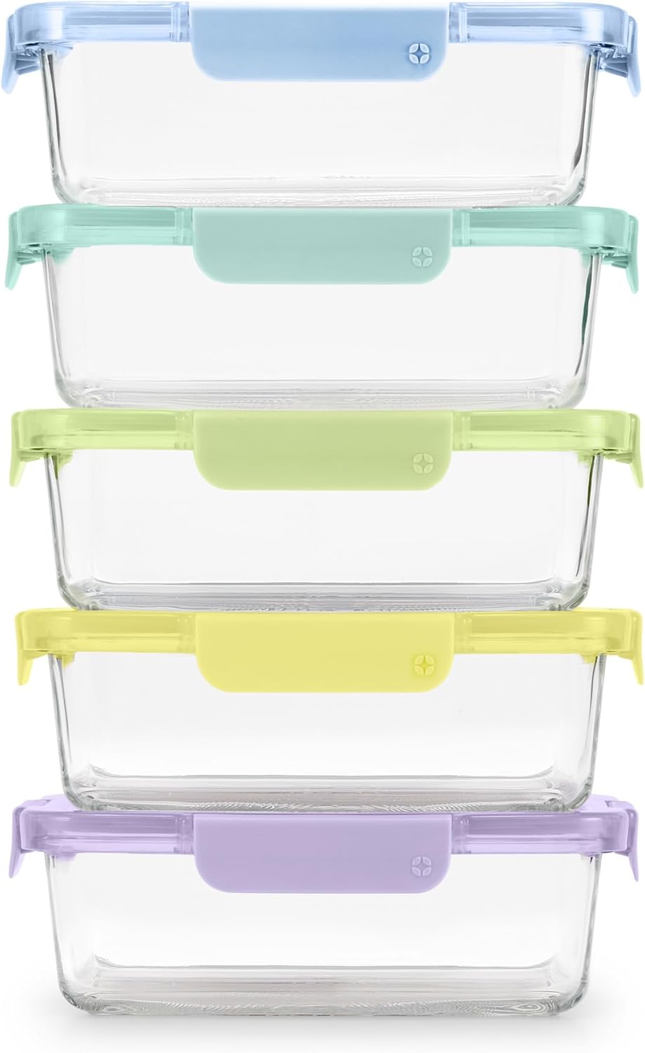 Ello Color Lock 5 Cup Glass Meal Prep Sets for Fresh Food