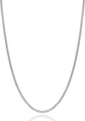 Miabella 2mm Round Box Chain Necklace for Women Men - 925 Sterling