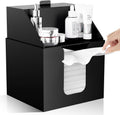 Matte Black Acrylic Facial Towel Holder - Dual-Layer Cosmetic