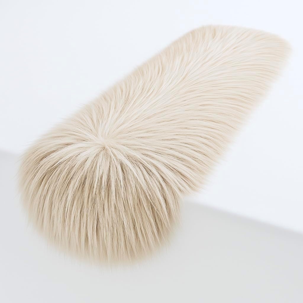 FabricLA Latte Faux Fur Table Runner for Holiday Decor