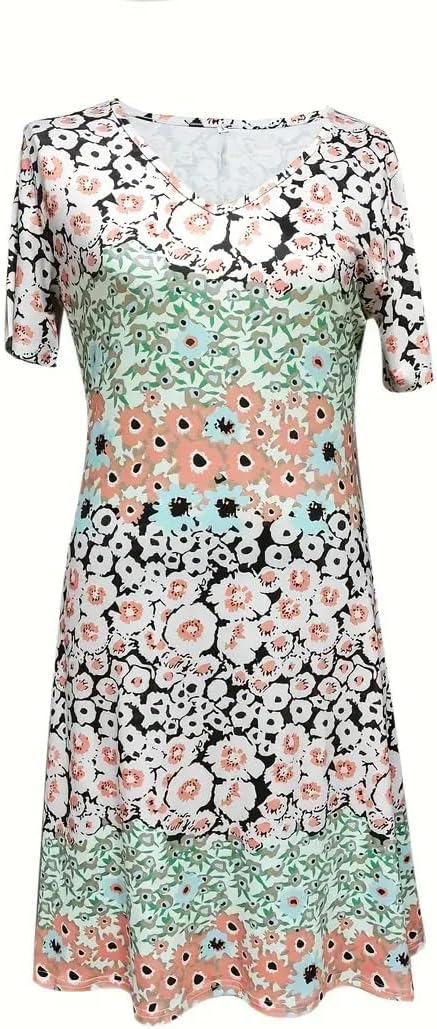Floral Print V-Neck Dress, Beauty Beast Blend