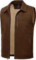 Men's Sherpa Fleece Lined Winter Vest - Lightweight Warm Cotton