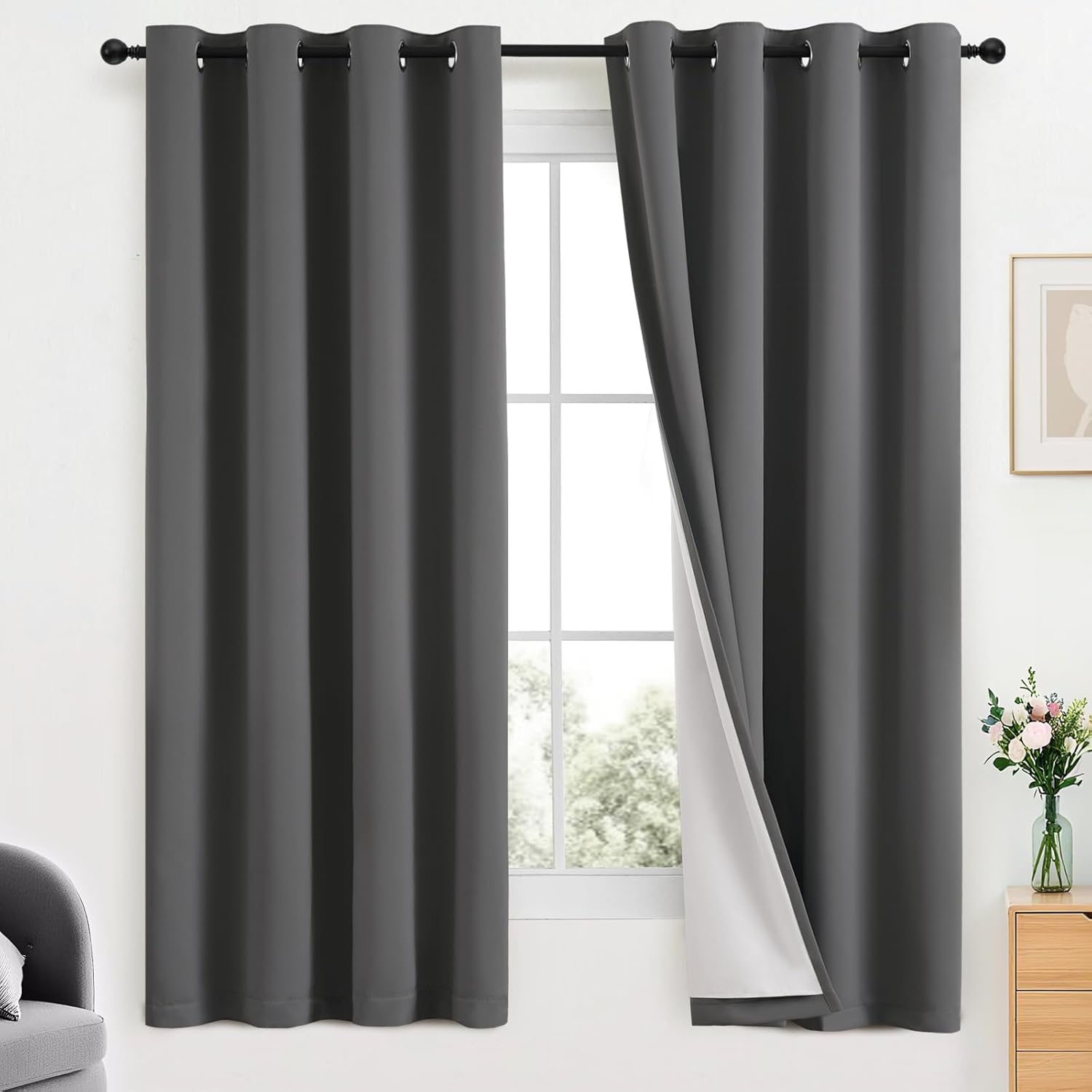 Yakamok Room Darkening Blackout Curtains for Bedroom Living Room