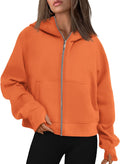 AUTOMET Womens Zip Up Hoodies Fleece Jacket - Cozy Cropped Zip