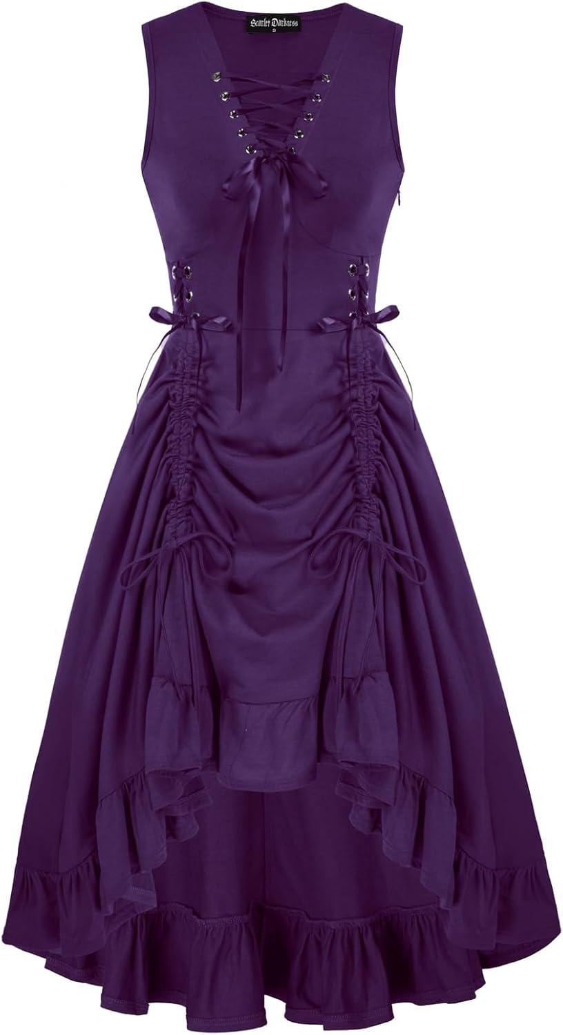 Scarlet Darkness Renaissance Steampunk Dress for Unique Style