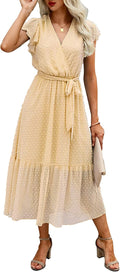 Bohemian Floral Wrap Midi Dress - Lightweight Summer Essential