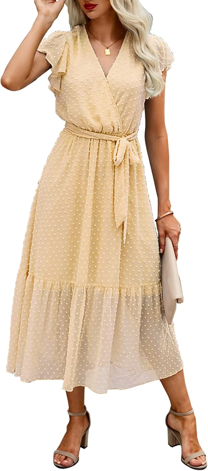 BTFBM Women Summer Bohemian Floral Casual Midi Sun Dress