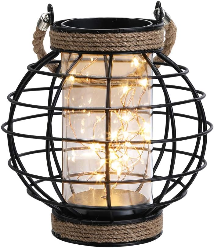 JHY DESIGN Metal Cage LED Lantern - Battery Powered Glow
