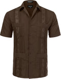 Allsense Men's Short-Sleeve Button-Down Cuban Guayabera Shirt warm