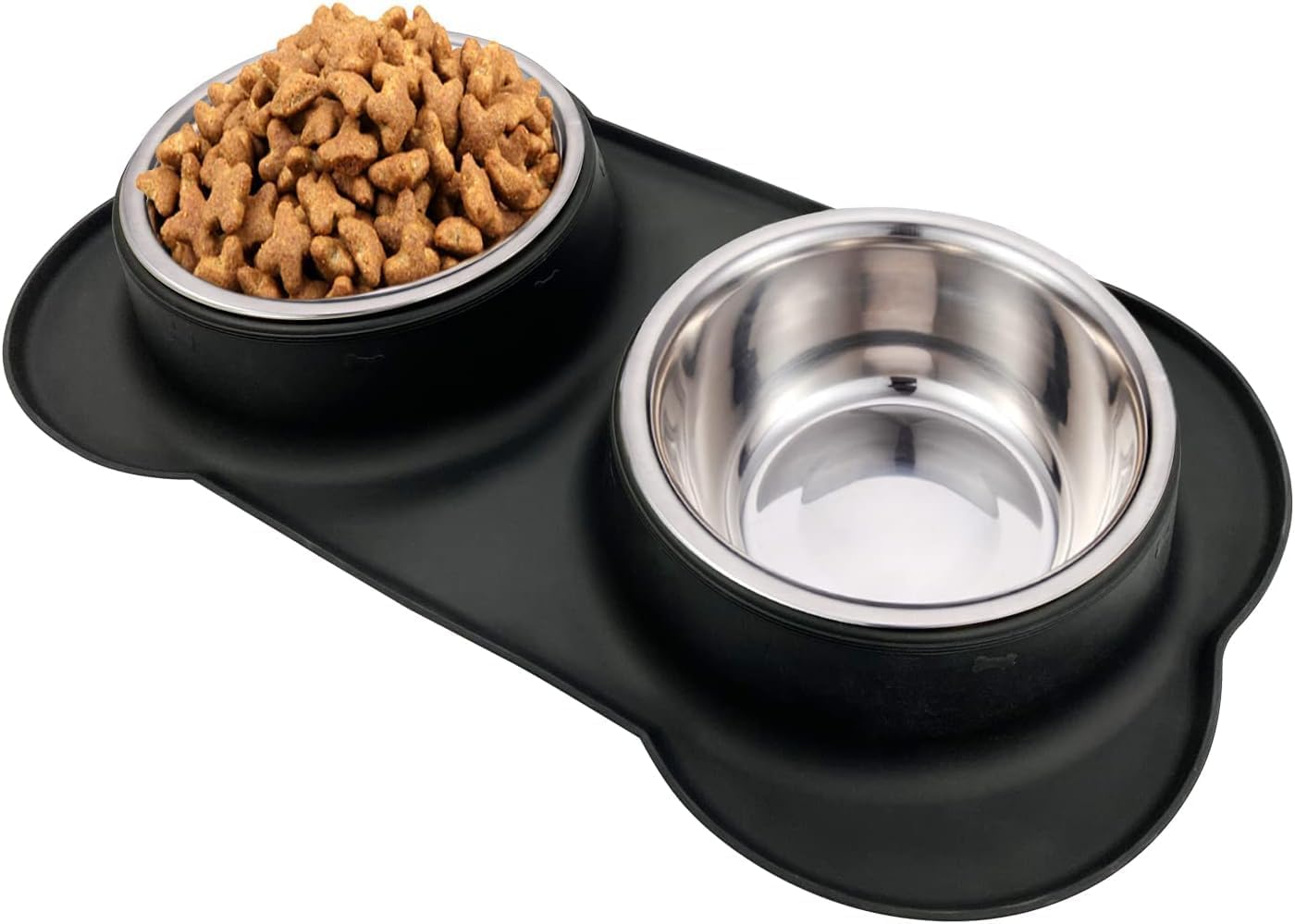 Stainless Steel Dog Food Bowls Set with Non-Skid Silicone Mat