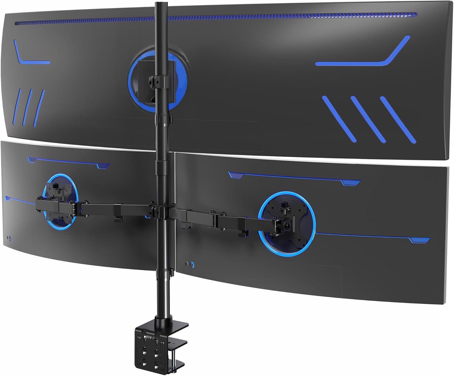 VIVO Triple Monitor Desk Mount for Ultrawide and Standard Screens