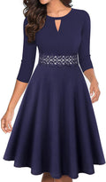 OWIN Women's Vintage Floral Lace Flared A-Line Swing Dress is