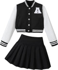 Girls 2 Piece Skirt Set Button Up Jacket and Pleated Mini (Style SWRJ)