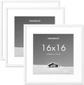 16x16 inch Picture Frame with 12x12 Removable Mat - White 3 Pack