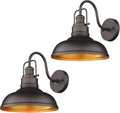 Gooseneck Wall Lights 2 Pack - Farmhouse Barn Sconces in ORB
