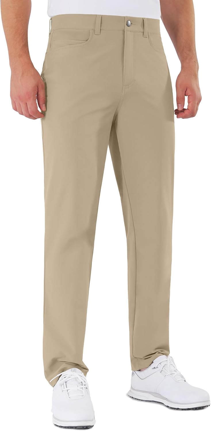 Mens Golf Pants Stretch 5 Pocket Classic Fit Quick Dry Trousers