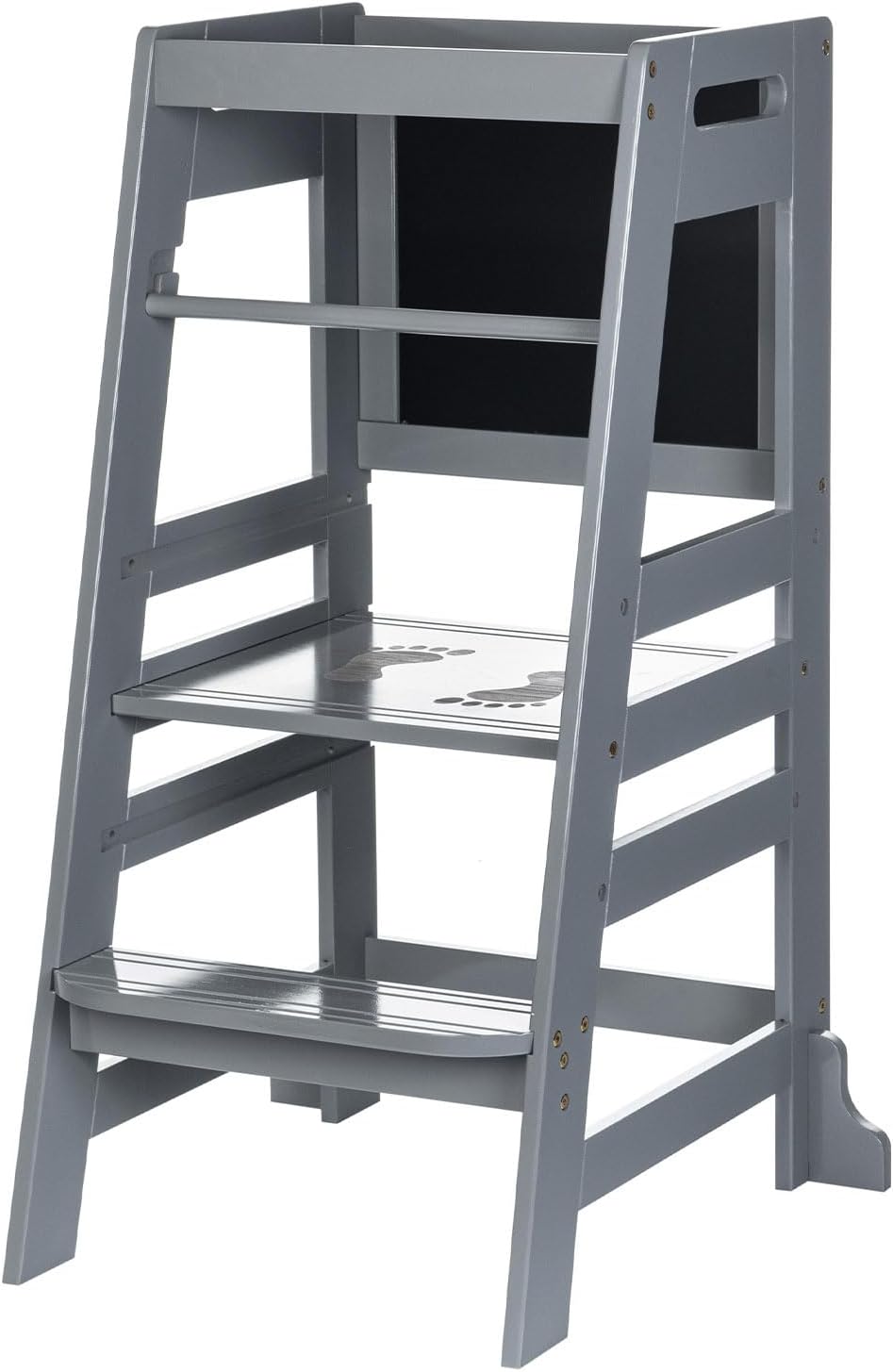 UNICOO Bamboo Adjustable Height Kids Kitchen Step Stool for Growth