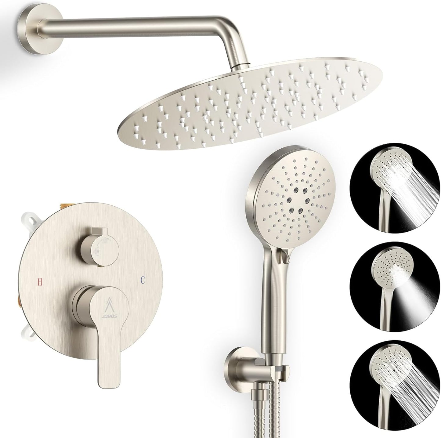 Shower Faucet Set with Rainfall Head and Handheld Features