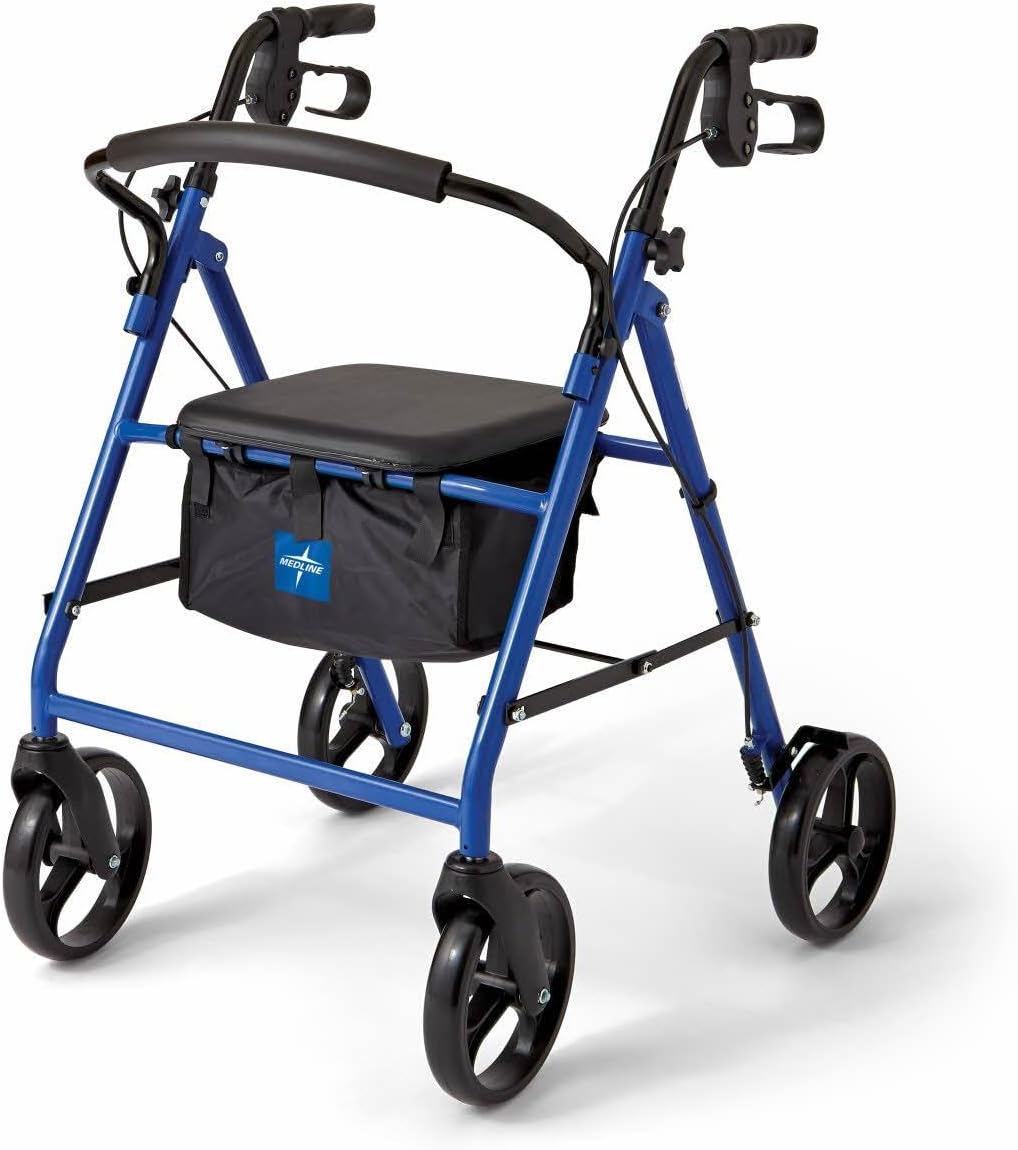 Medline Steel Rollator Walker for Adult Mobility with 8 Wheels